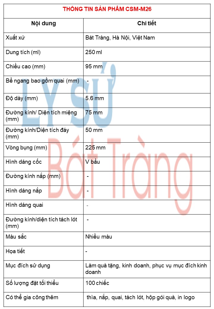 Ly sứ Bát Tràng chính hãng