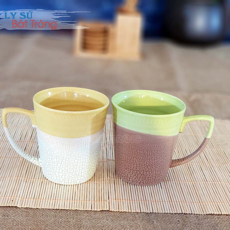 Ly sứ men rạn có nắp tinh xảo