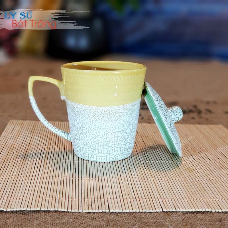 Ly sứ men rạn có nắp