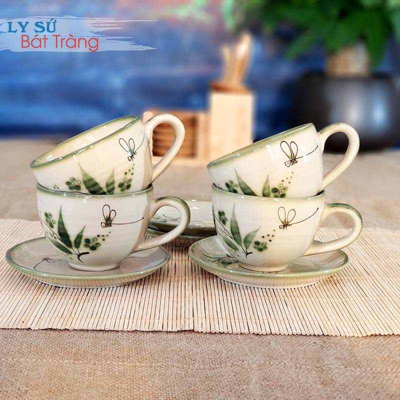 Ly sứ vẽ chuồn Bát Tràng