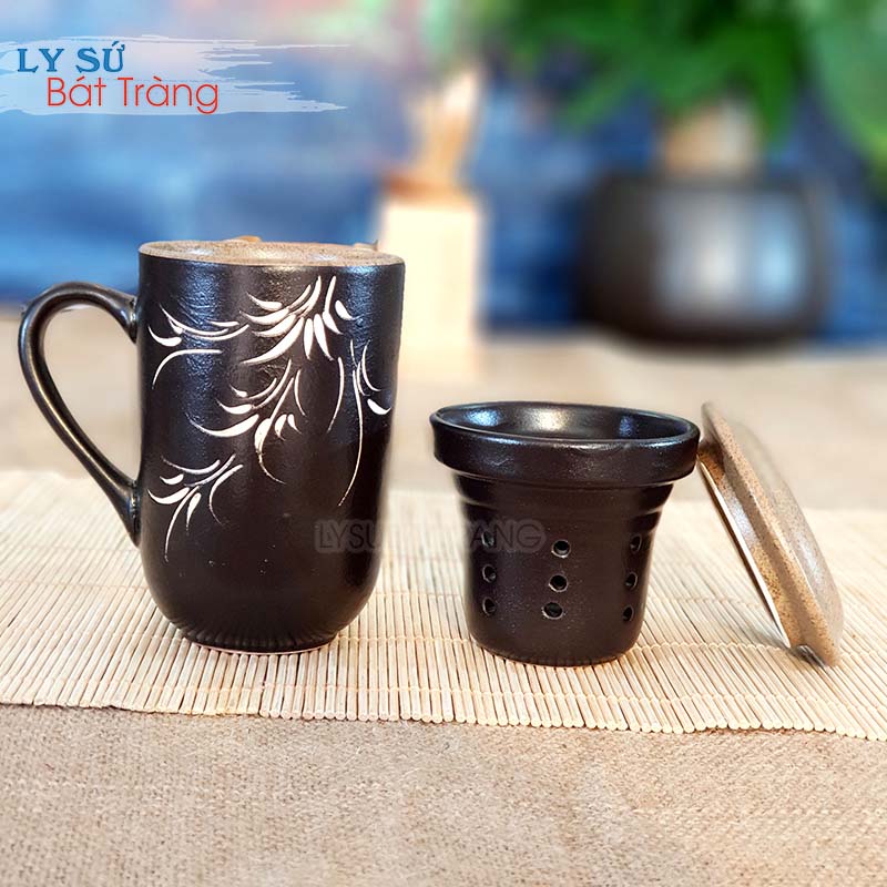Ly sứ uống trà có bộ lọc