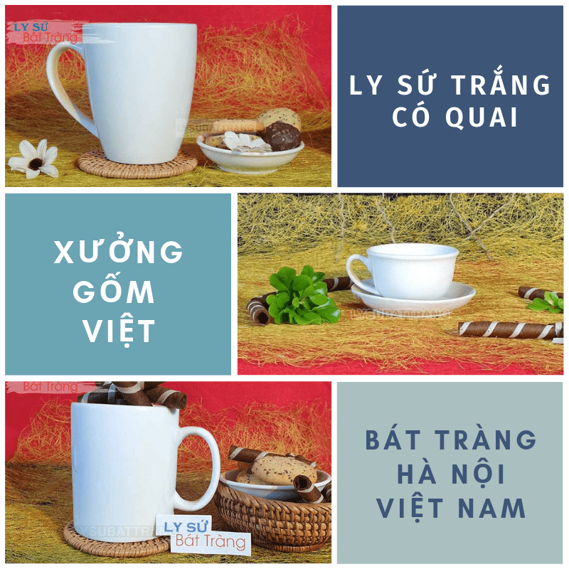 Ly sứ trắng Bát Tràng đẹp