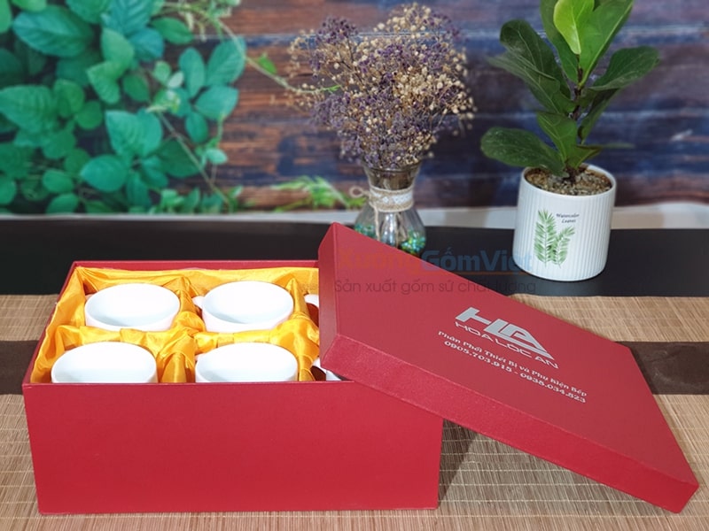 Bộ ly sứ quà tặng in logo